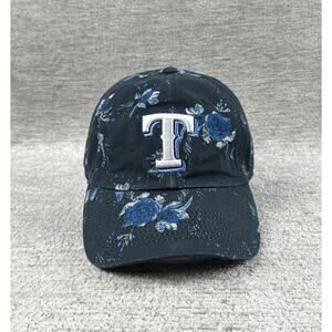 Texas Rangers Floral Baseball Cap Fan Favorite Blue Rose Women's Adjustable Hat